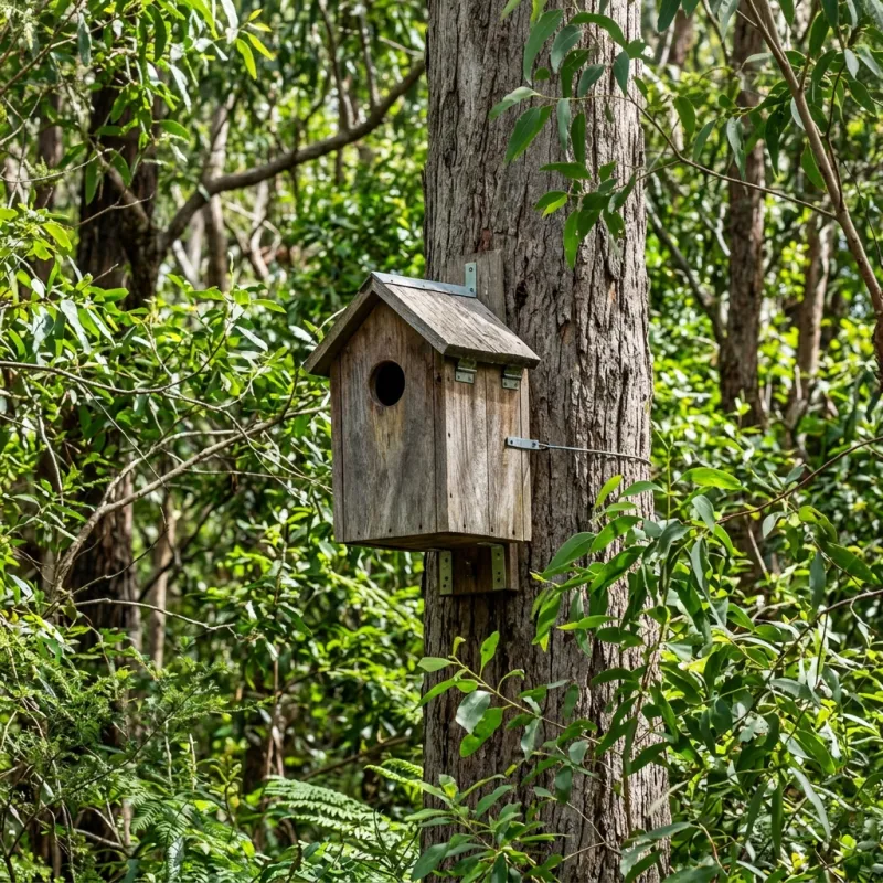 Animal nesting box installed as a humane alternative to a Malvern roof cavity