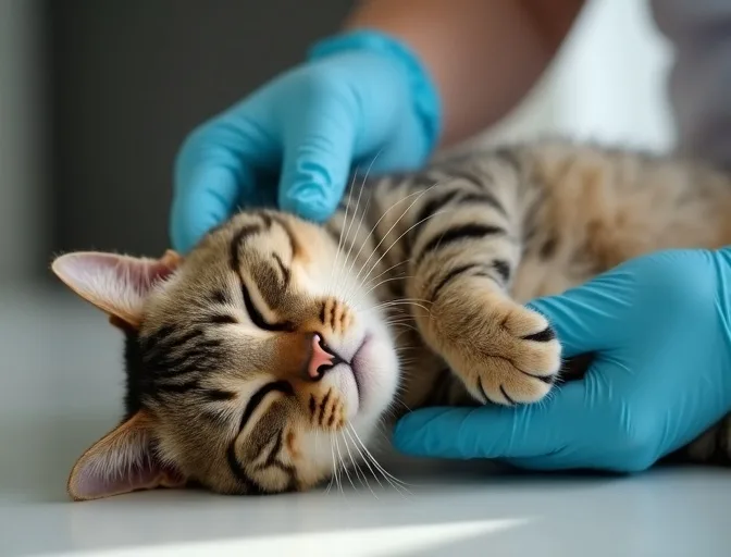 Specialist carefully handling a deceased cat with dignity in Malvern